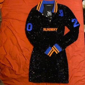 Shane Justin Black, Royal and Orange jersey dress